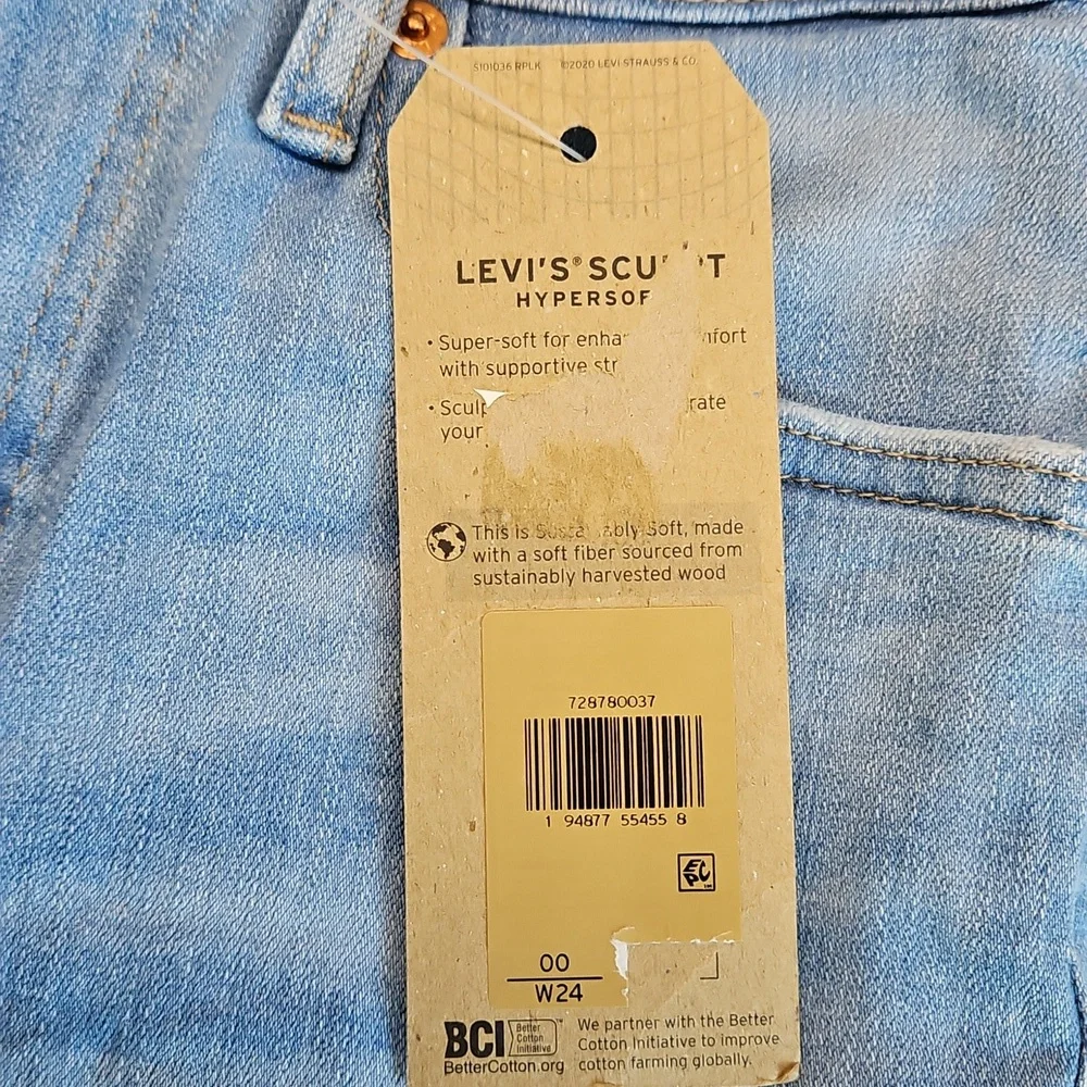 Levi’s Shorts 24 Denim Jean High Rise Waist Raw Hem Womens Light Wash Boho NWT